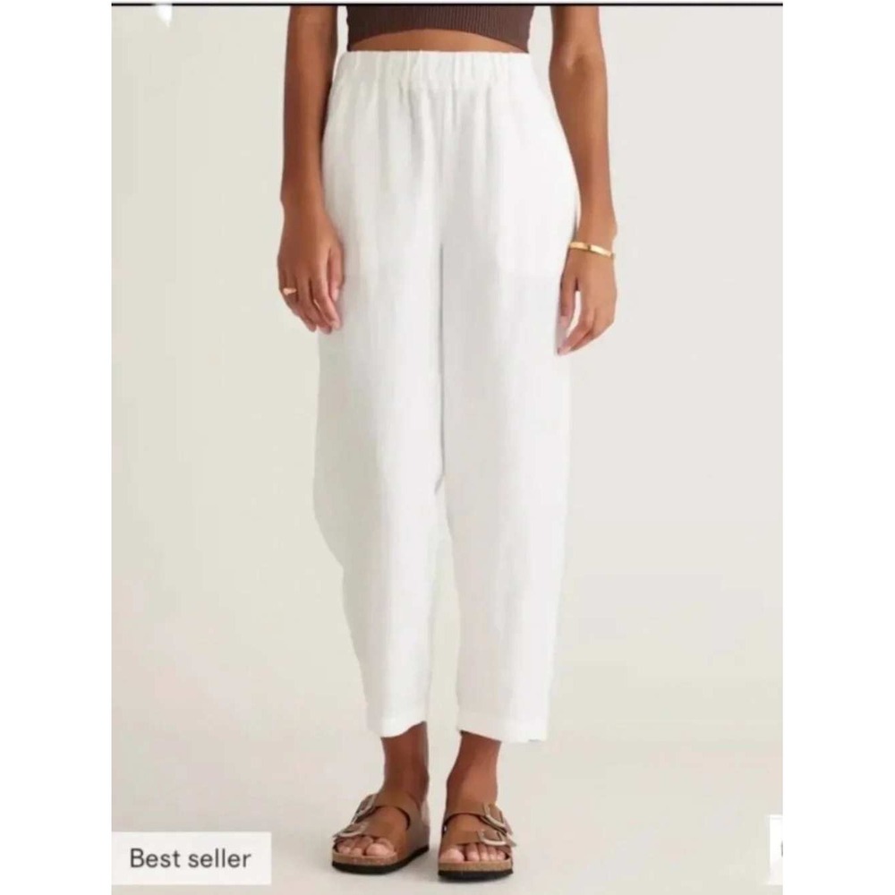 Quince White 100% European Flax Linen Relaxed Straight Leg Pants XL JDAVN01